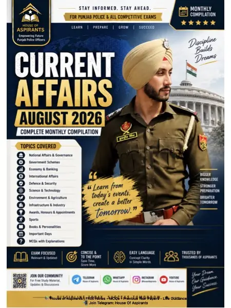 First page of House of Aspirants Current Affairs August 2026 English